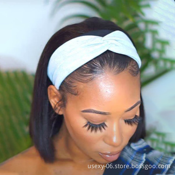 Top Selling New Arrival Human Hair Bob Wigs With Headband Cheap Machine Made Non Lace Wig Headband Wigs On Sale